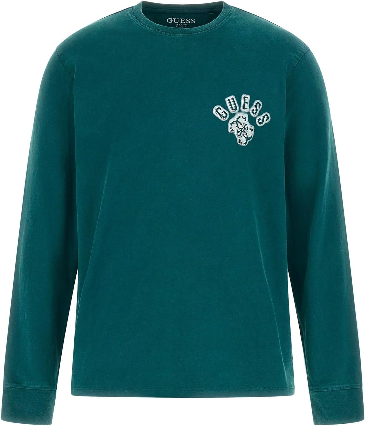 

Мужская футболка Guess Eco с длинным рукавом и неоновым логотипом, True Teal Multi