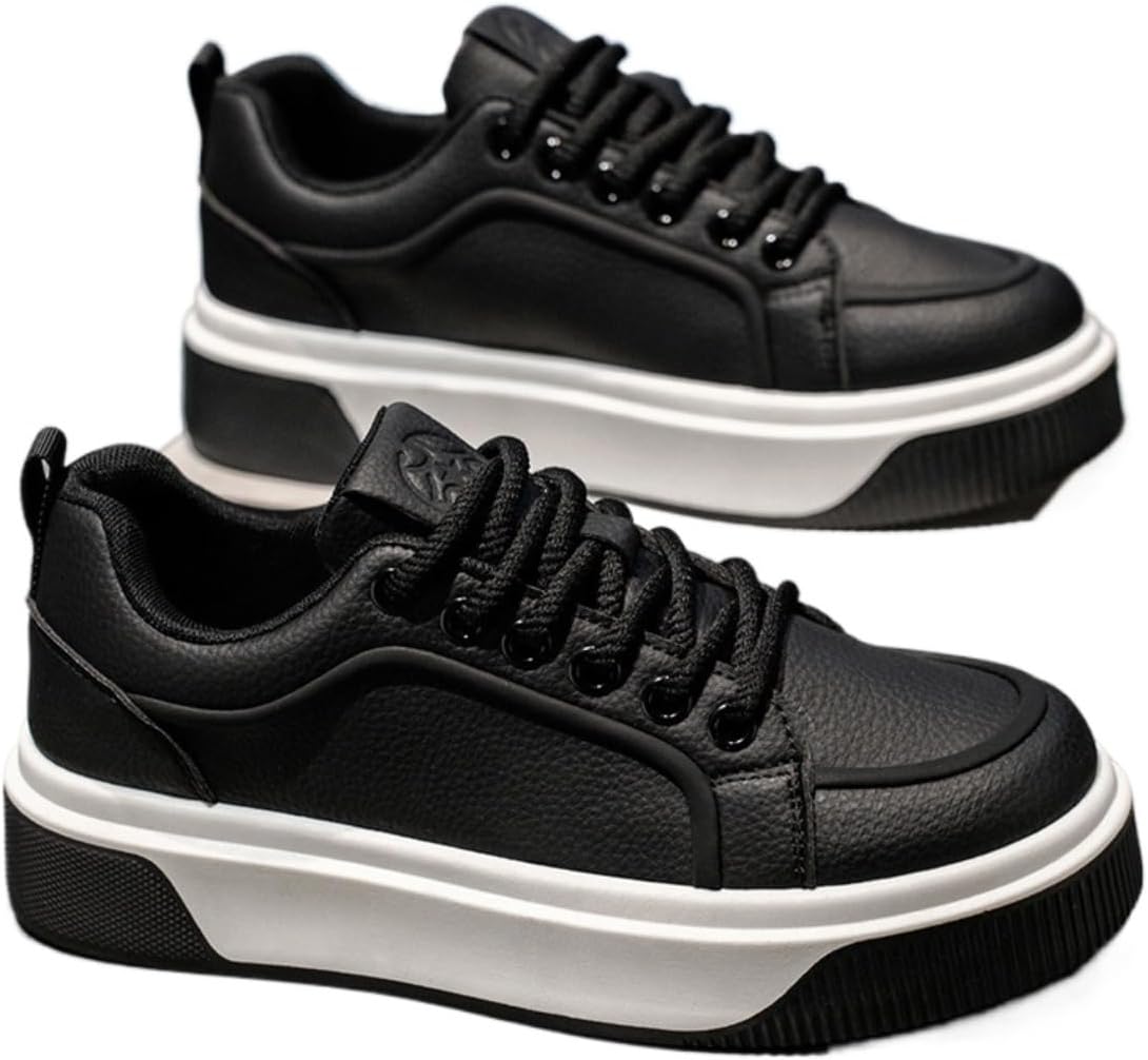 

Повседневные кожаные кроссовки на платформе, удобные туфли на шнуровке для повседневной носки, стильный минималистичный дизайн Ctkvbmeoi, черный