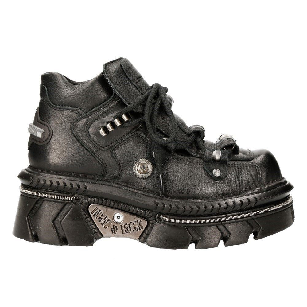 New Rock Unisex Металлик черная кожа готические техно ботинки M-215-S6 — фото 4