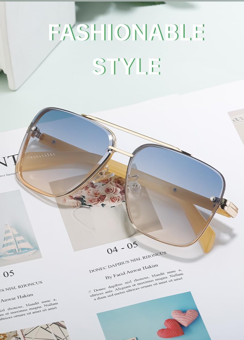 

Мужские солнцезащитные очки квадратной формы без оправы — дизайн в европейском и американском стиле | Поляризованные UV400, современный минималистичный стиль Gksbnck, C2