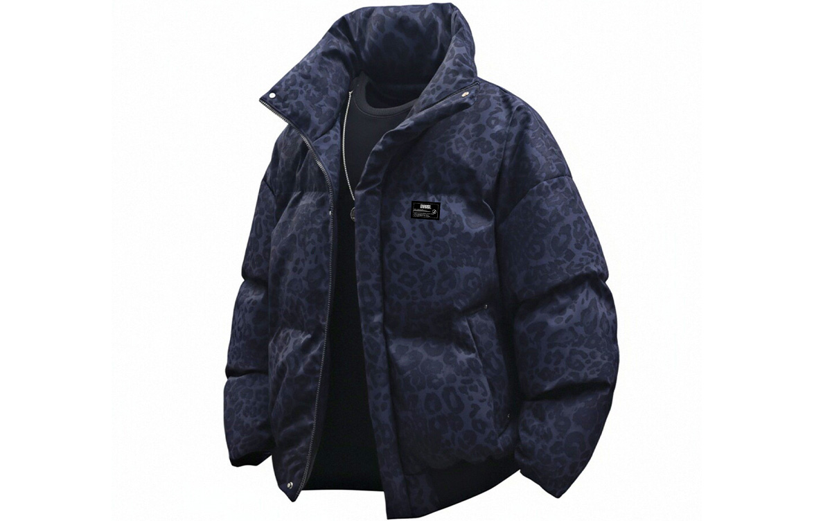 

Пуховик Unisex Stand Collar утепленный стеганый ZIAREL, черный синий[removable logo]