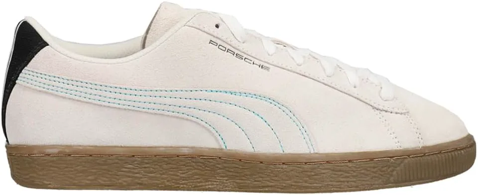 Мужские кроссовки PUMA Porsche Legacy X Suede на шнуровке - повседневные, цвет слоновая кость, белый — фото 2