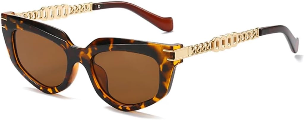 

Солнцезащитные очки для мужчин и женщин - защита UV400 - модель «кошачий глаз», металлические петли, градиентные линзы, для занятий спортом на открытом воздухе и вождения DSVIGF, Leopard Tea