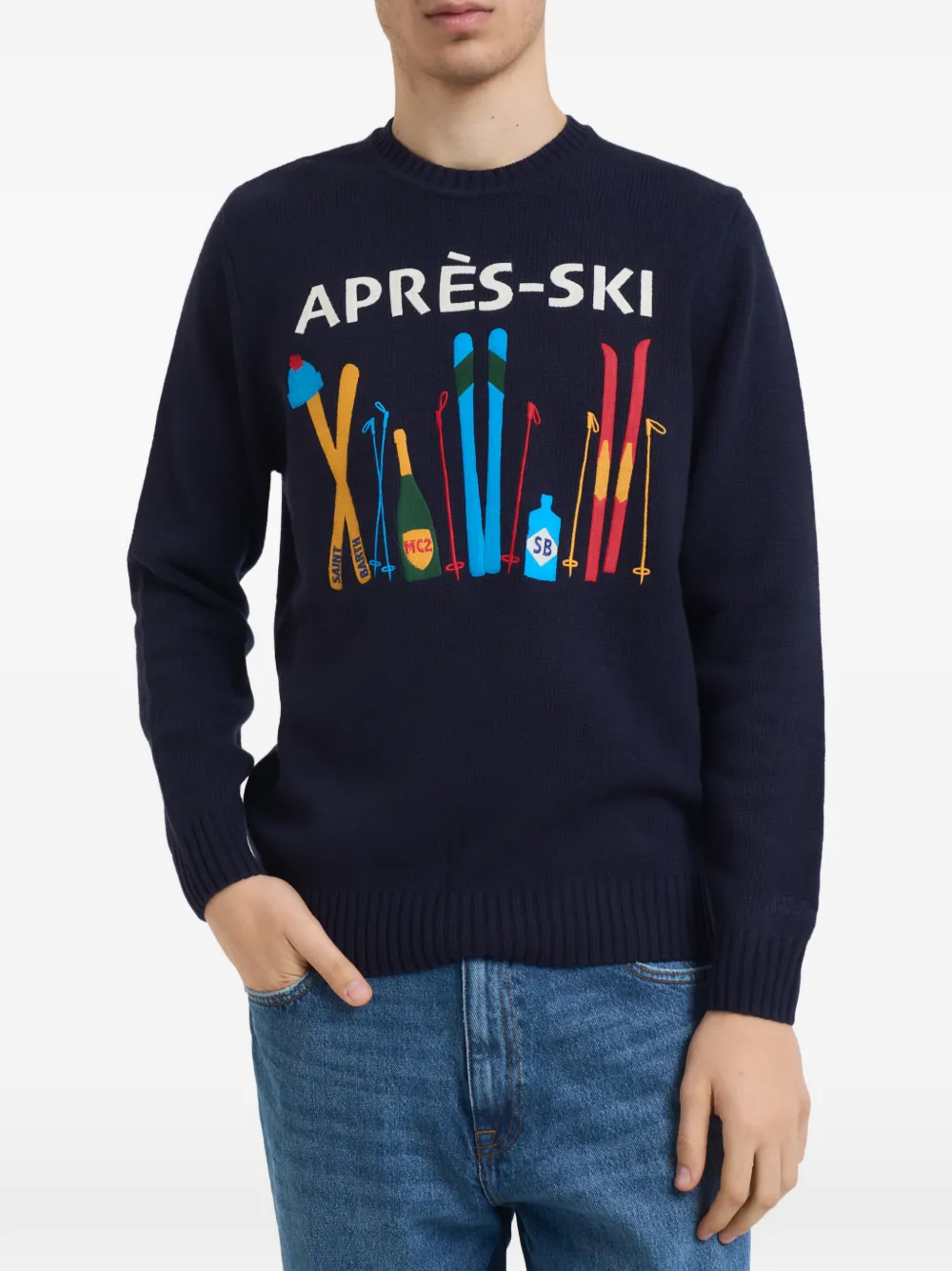 

Вязаный джемпер с графическим узором après-ski Mc2 Saint Barth, синий