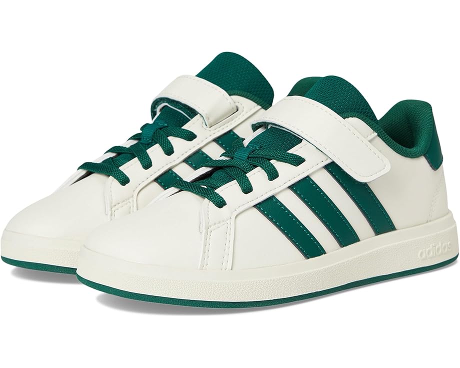 

Кроссовки adidas Kids Grand Court 2.0 Elastic Lace & Strap Shoes, цвет Off White/Collegiate Green/Black