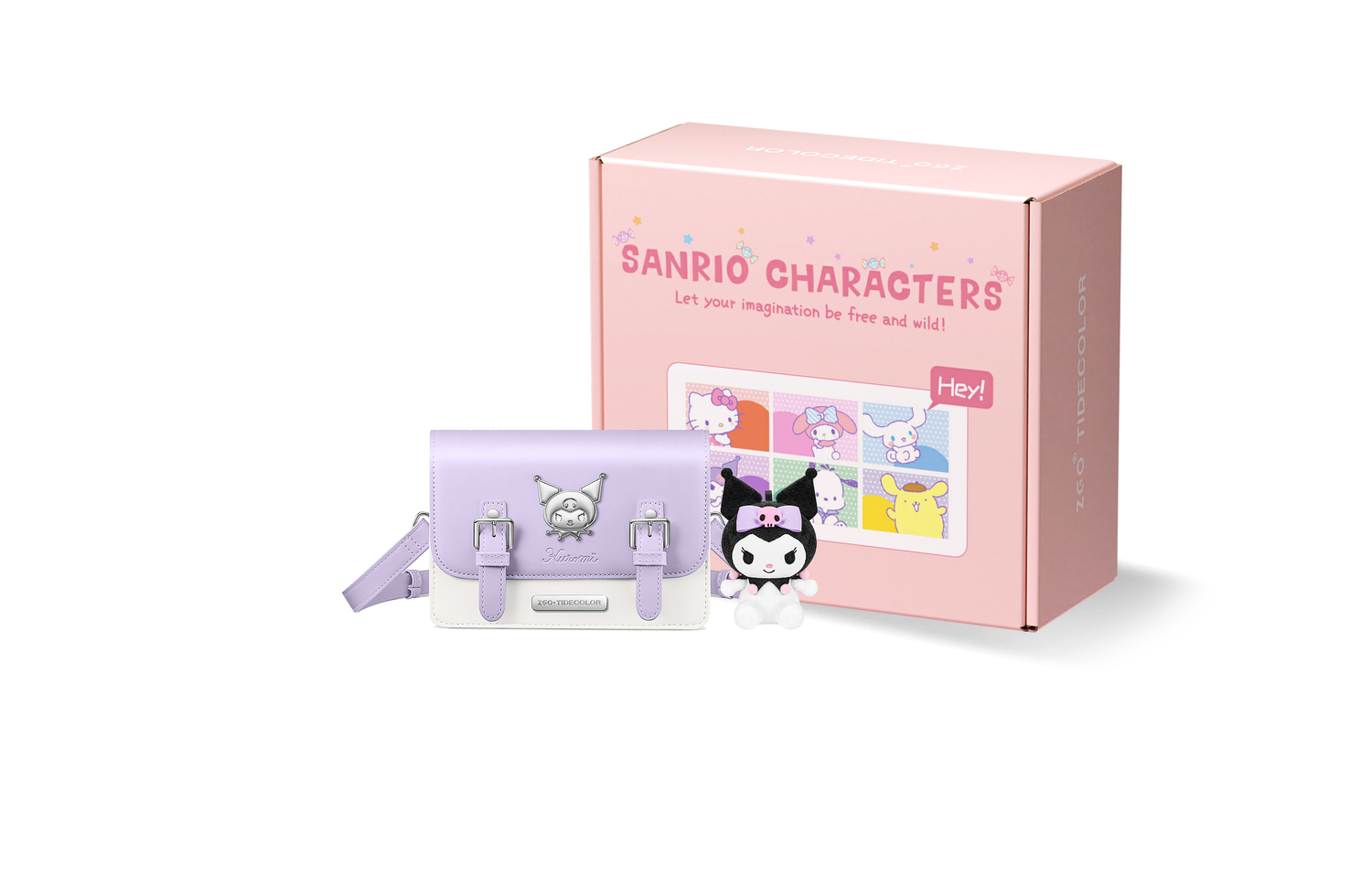 

Zgo Сумка через плечо Sanrio Kuromi, White Purple Gradient, Doll Gift Box Set