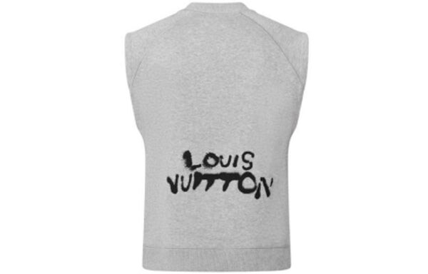 Футболка men's fw21 neon man pattern printing sports sleeveless gray Louis Vuitton, серый — фото 2