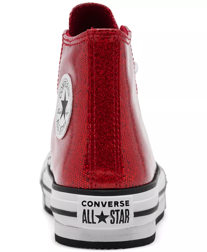 Кроссовки Chuck Taylor All Star Glitter Lift на платформе для девочек от Finish Line Converse, красный — фото 4