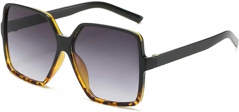 

Черные квадратные солнцезащитные очки большого размера для женщин, крупная оправа, цветные солнцезащитные очки, женские зеркальные очки унисекс с градиентным переходом цвета, очки в стиле хип-хоп GHVWYX, C3 Blackleopard