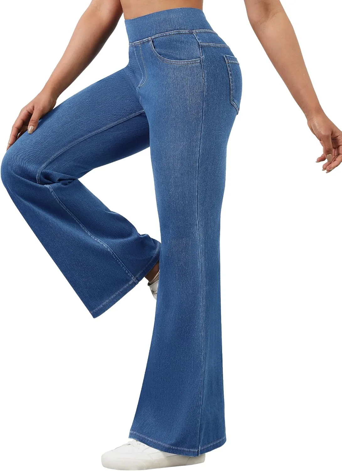 

AVAMO Stretchy Flare Jeans для женщин High Waisted Pull On Bell Bottom