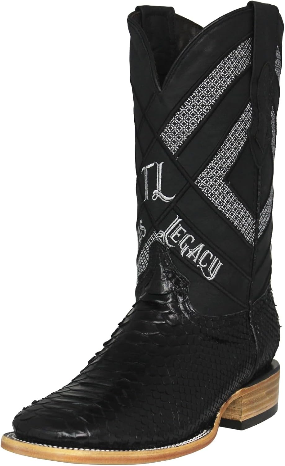 

Мужские черные вестерн-бутсы Texas Legacy из настоящей кожи питона с квадратным носком