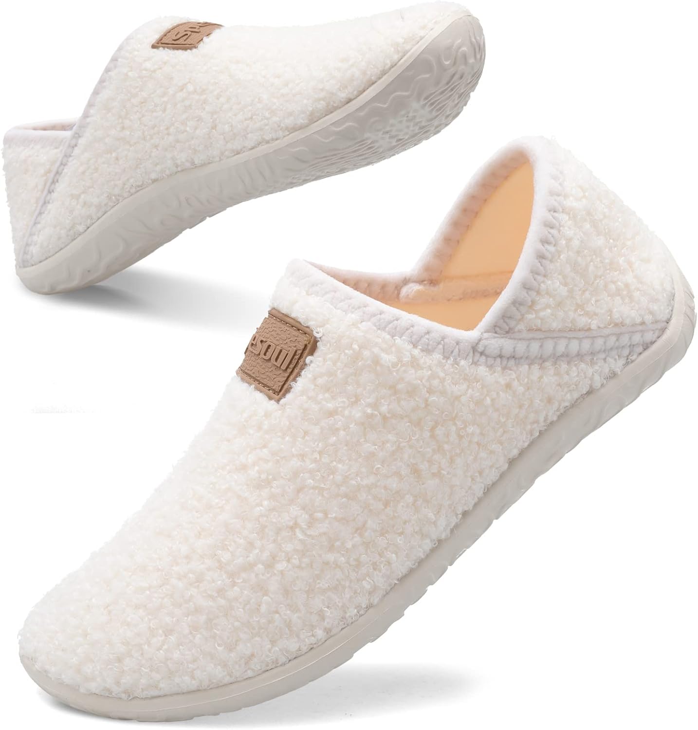 

Домашние тапочки Spesoul Fuzzy House для женщин и мужчин, закрытая задняя часть, легкие, с мягкой искусственной меховой подкладкой, тапочки-носки для дома, спальни, офиса, йоги и прогулок на улице, бежевый