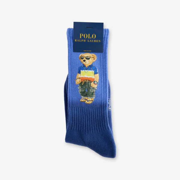 

Носки Polo Ralph Lauren из хлопка окрашенные методом омбре с принтом медведя, синий