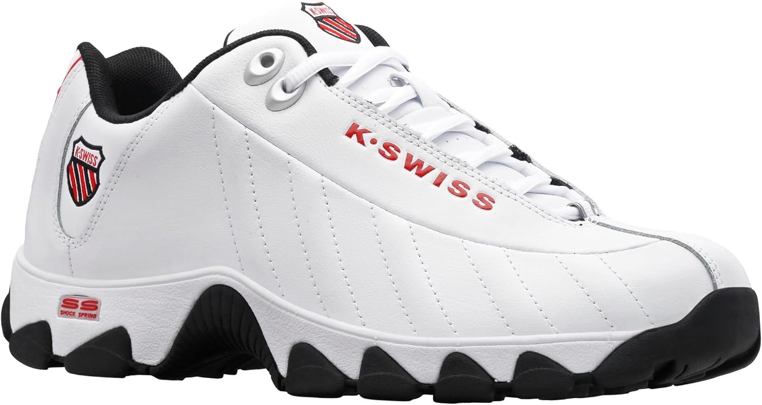Мужские кроссовки K-Swiss ST329 CMF, широкие теннисные кроссовки для мужчин, прогулочная обувь с кожаным верхом, белый/черный/красный — фото 2