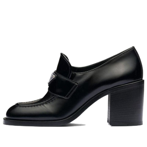 Кроссовки brushed leather high-heel loafers 'black' Prada, черный