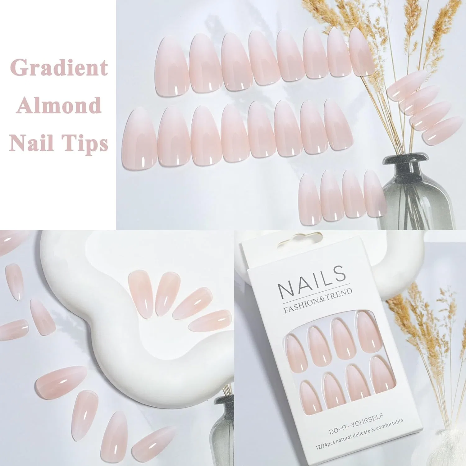 Набор из 24 длинных накладных ногтей миндалевидной формы с градиентом Virellay, Gradient Almond — фото 4