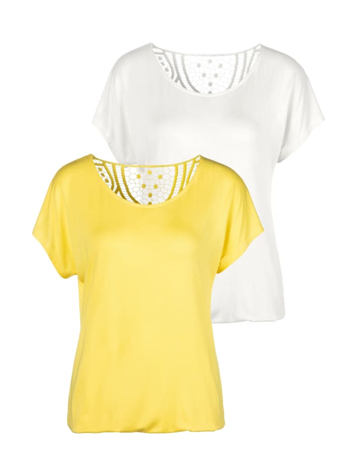 

Рубашка с короткими рукавами желтого и кремового цветов Vivance