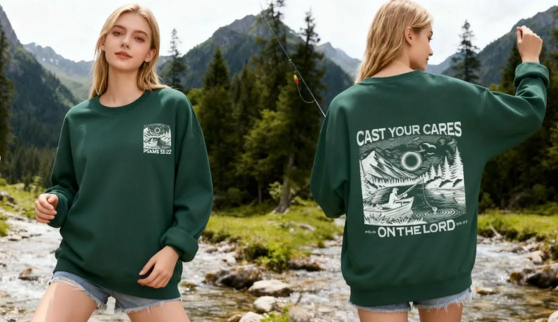 

Толстовка Christian Fishing с принтом "Cast Your Cares On The Lord" Czbic