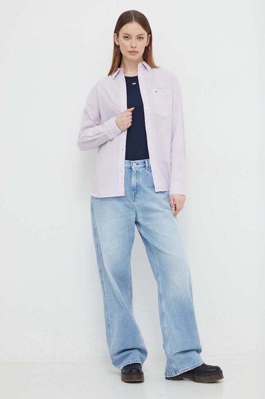 

Рубашка из смесового льна Tommy Jeans, фиолетовый