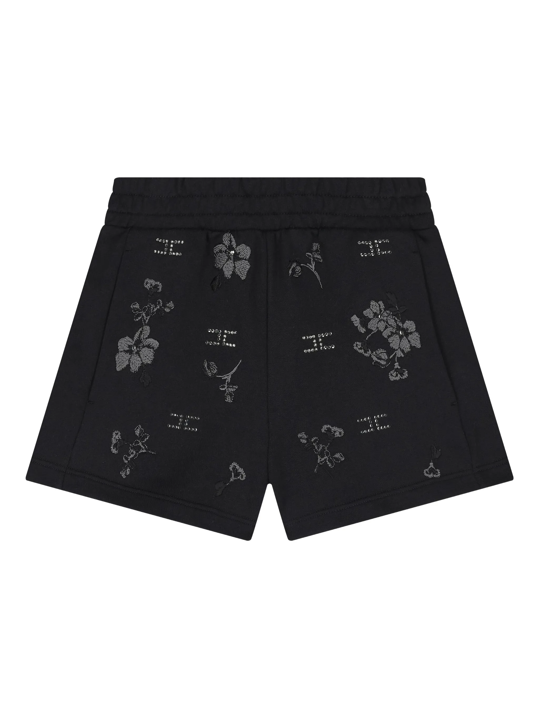 

Шорты с цветочной вышивкой Elisabetta Franchi Kids, черный