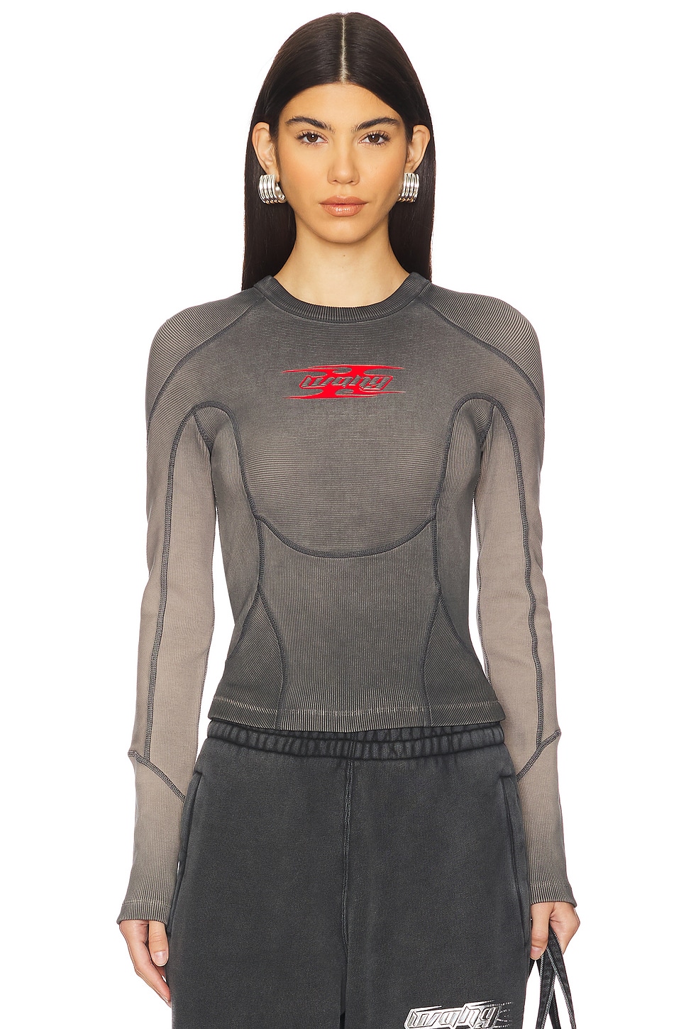 

Длинный рукав топа с логотипом blade Alexander Wang, цвет washed cedar