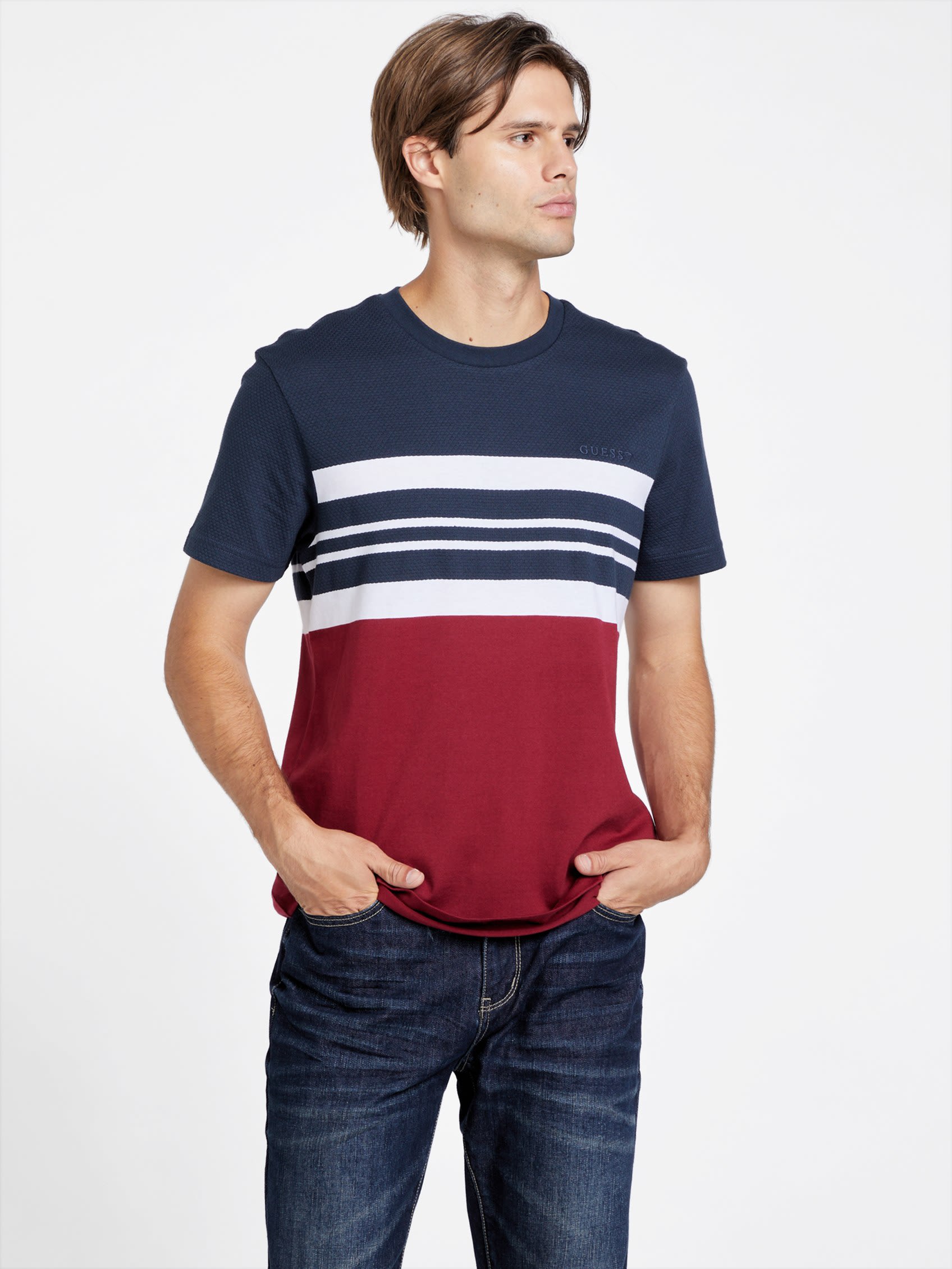 

Футболка в полоску Emilio Guess Factory, цвет ravishing red