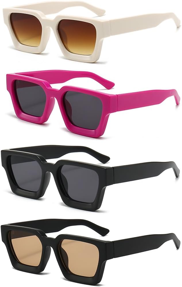 

Массивные солнцезащитные очки в толстой квадратной оправе для женщин и мужчин, в стиле ретро-винтаж, с защитой от УФ-излучения UV400 Generic, Multiple Colors Available: White, Pink, Black, Yellow, Green, Blue, Amber