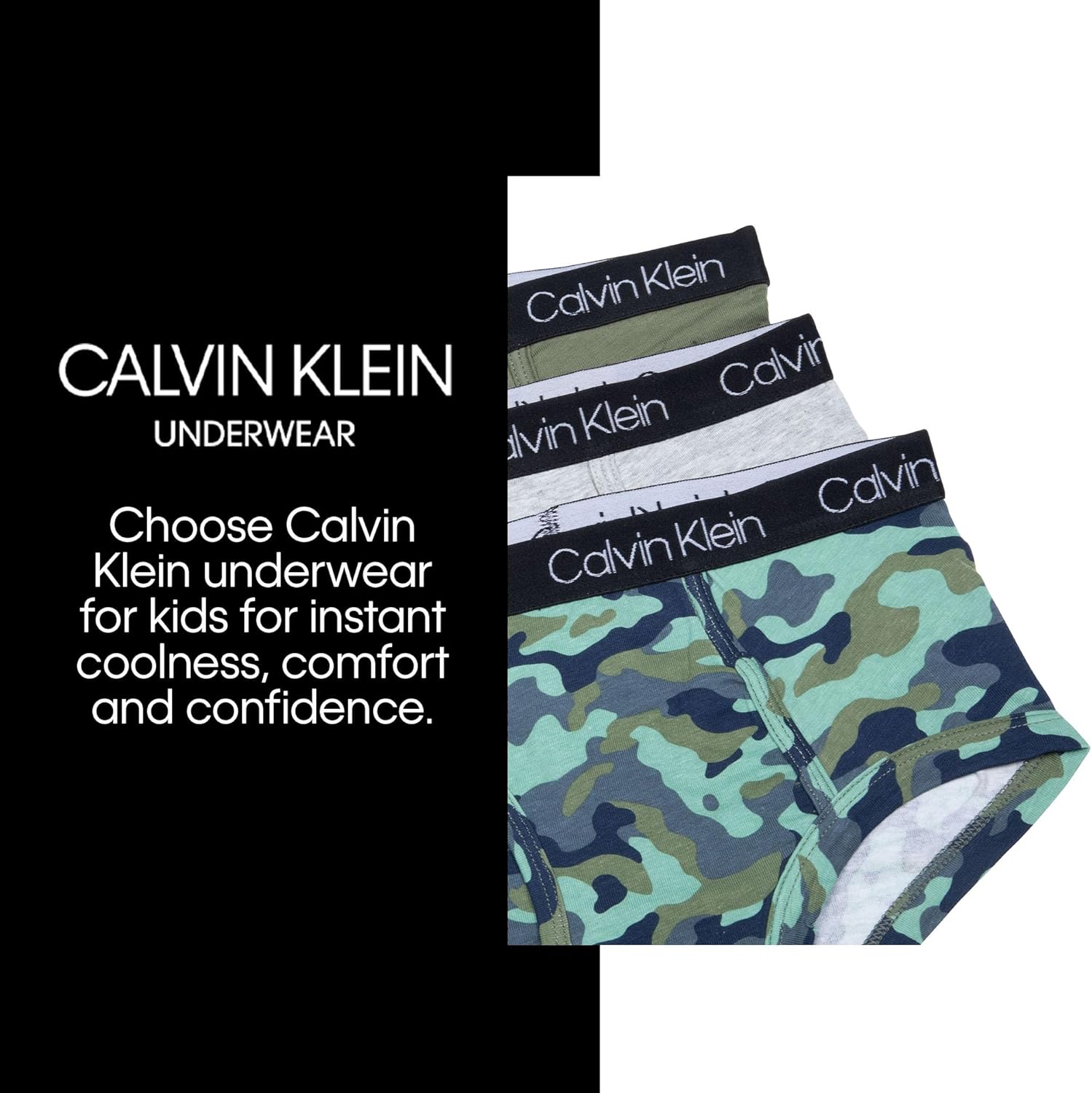 Комплект из 3 трусиков-брифов Calvin Klein для мальчиков Little Modern из хлопка разных цветов, Black/Black/Black — фото 3