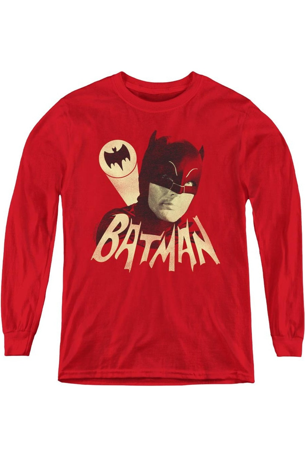 

Футболка с длинным рукавом для детей "Бэт-сигнал" из классического сериала про Бэтмена Gildan, красный