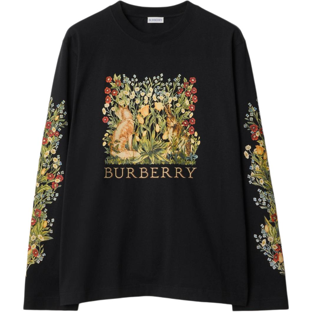 

Футболка с длинными рукавами с принтом "Лесной узор" Burberry, черный