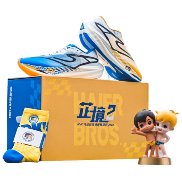 

Haier Bros x Zhijing 2.0 амортизаторы отскок низкие кроссовки для марафона мужские братские парные цвета коробка Erke, белый синий