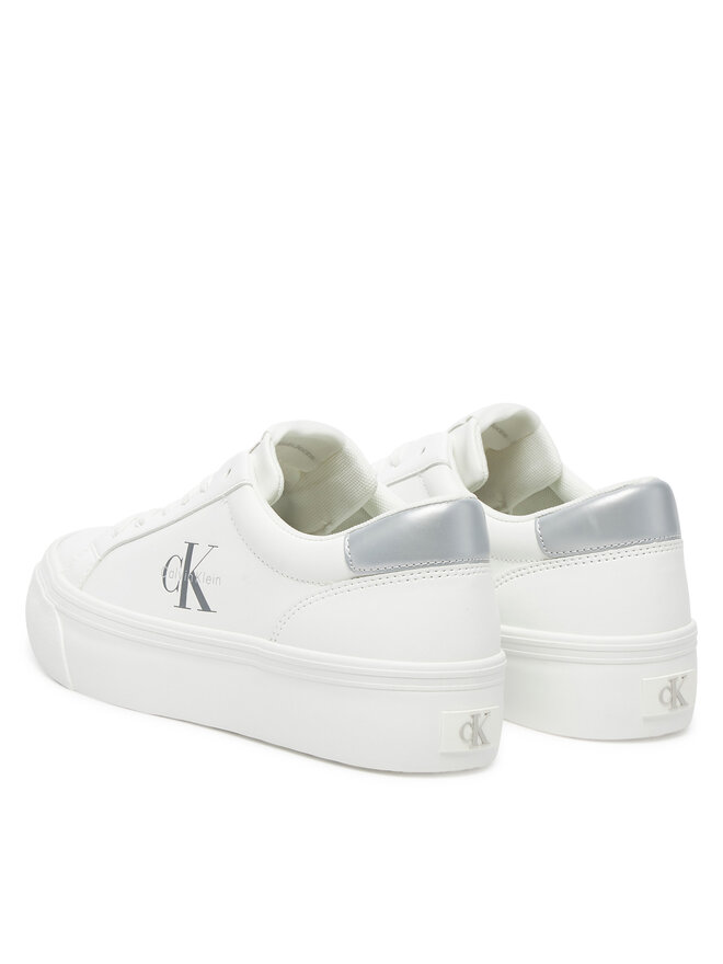 Кроссовки Vulc Flatf Lth Silver Logo Tag YW0YW01877 Calvin Klein Jeans, белый — фото 3