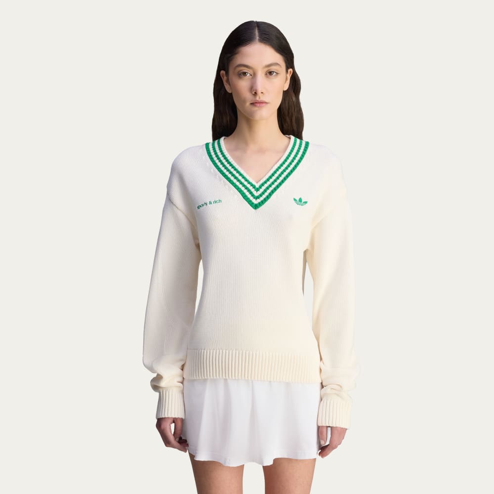 

Толстовка Adidas Sporty & Rich V-Neck Sweater, цвет Off White/Night Navy