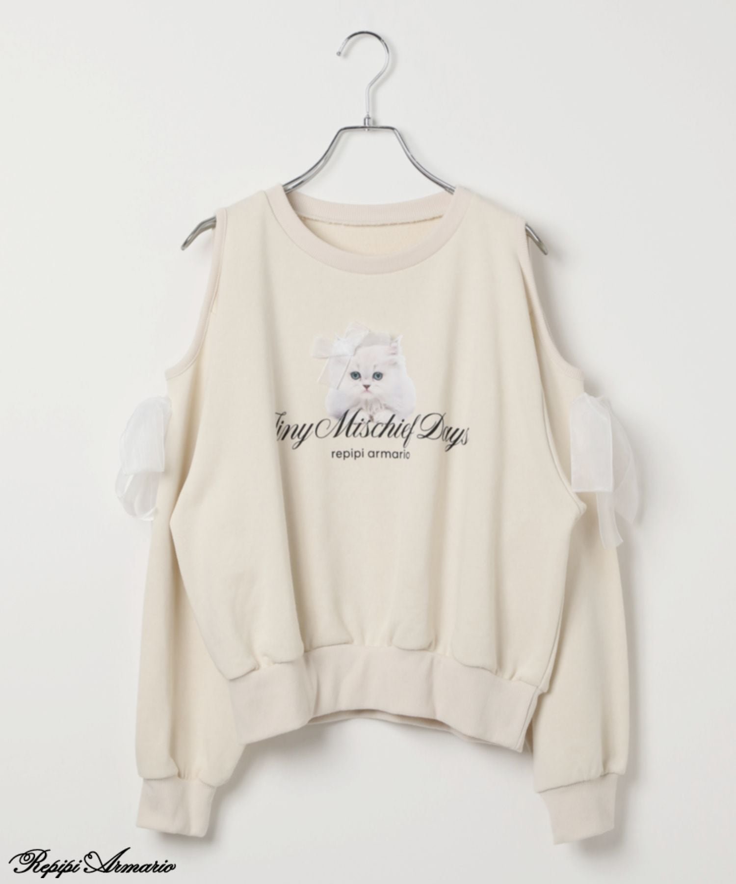 Топ с ленточкой CAT Ribbon Kataaki Repipi armario, Ivory 08