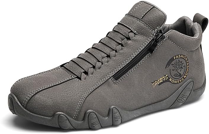 

Современные спортивные высокие кроссовки, повседневные ботинки на шнуровке с боковой молнией, доступны в сером, черном и белом цветах, удобная обувь для ходьбы Generic