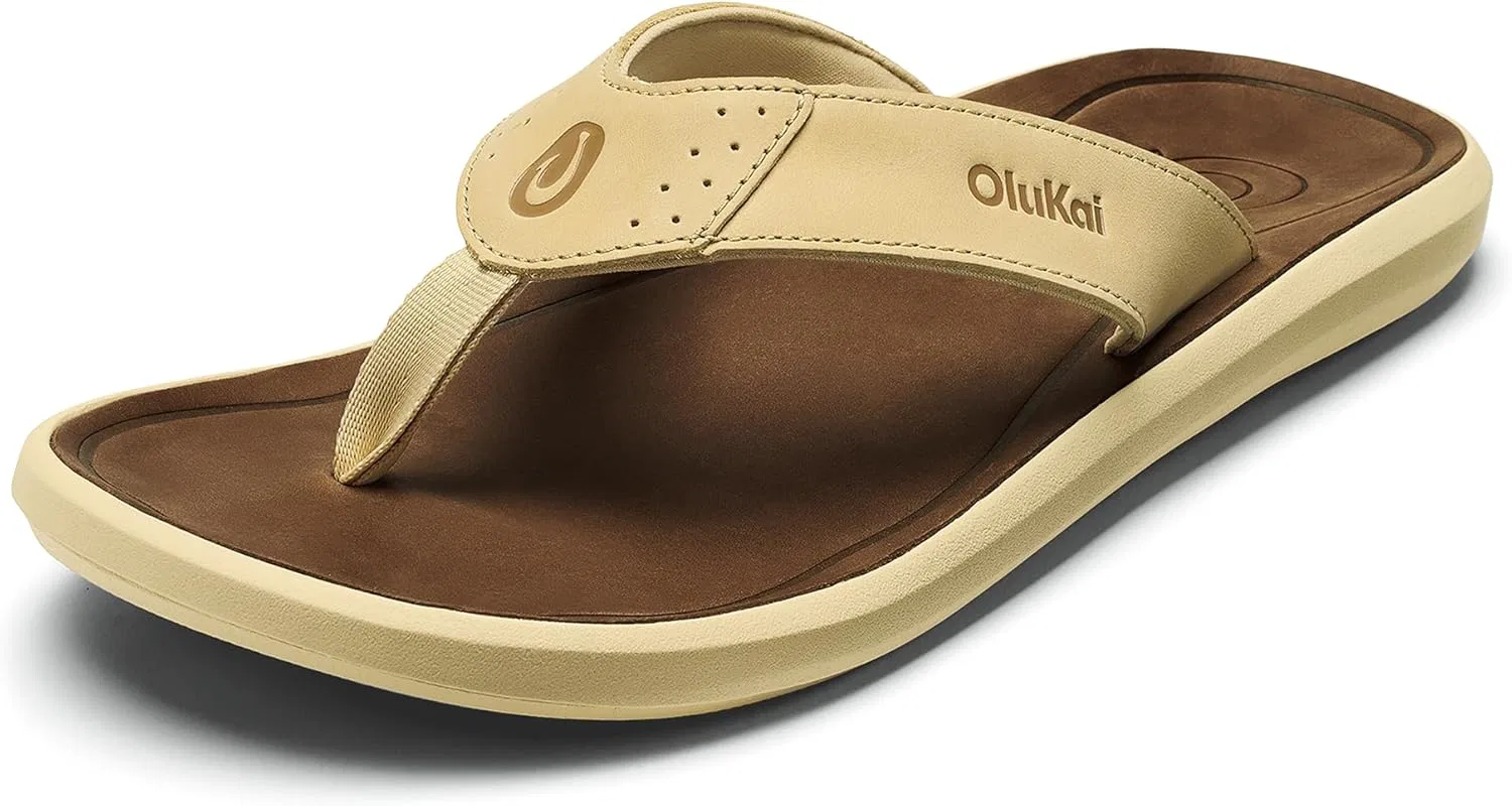 Сандалии из натуральной кожи с поддержкой стопы OLUKAI, Toasted Coconut/Tan
