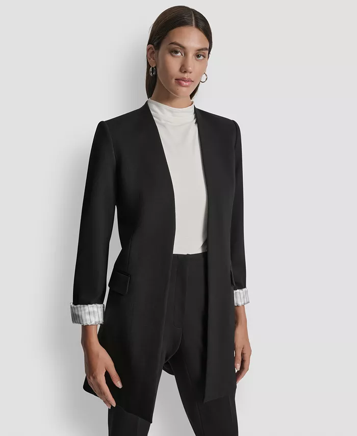 

Женская куртка без воротника с открытым передом DKNY, черный