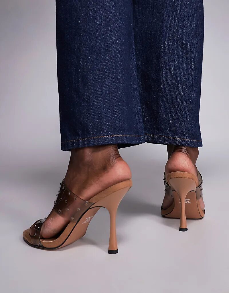 Мюли Nori с двумя ремешками ASOS DESIGN серо-коричневого цвета с отделкой — фото 3