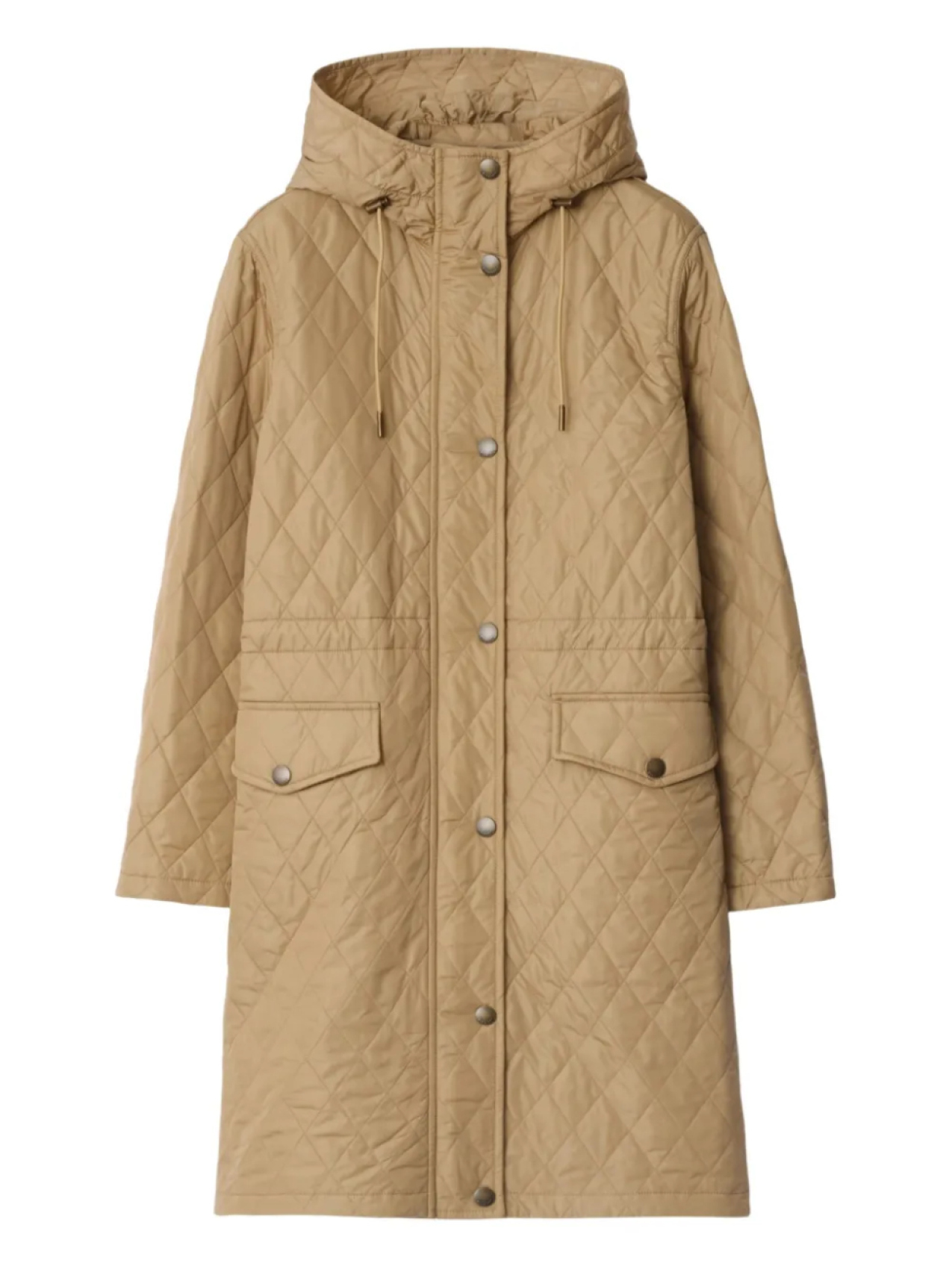 

Стеганое пальто с капюшоном Burberry, коричневый