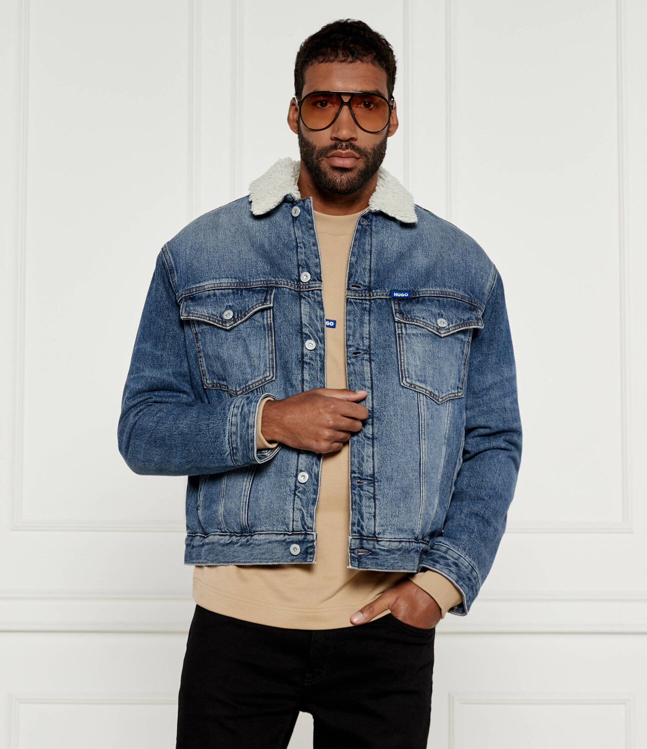 

Куртка Hugo Blue di jeans Dex Loose fit, синий