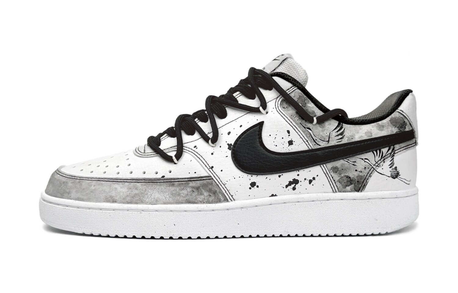 

Кроссовки Nike Court Vision 1 Skateboard Shoes Men Low-Top Black White, черный/белый