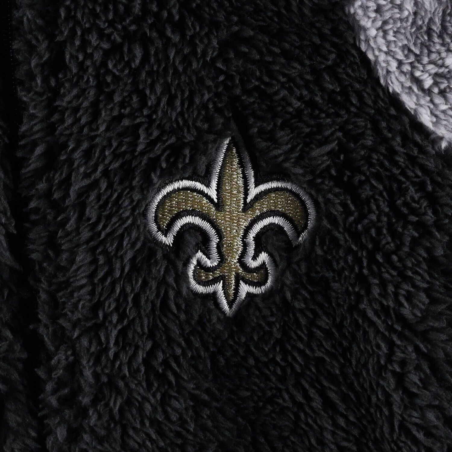 Черное/серое спальное белье New Orleans Saints для новорожденных и младенцев с флисовой овсянкой Тедди и молнией во всю длину Outerstuff — фото 2