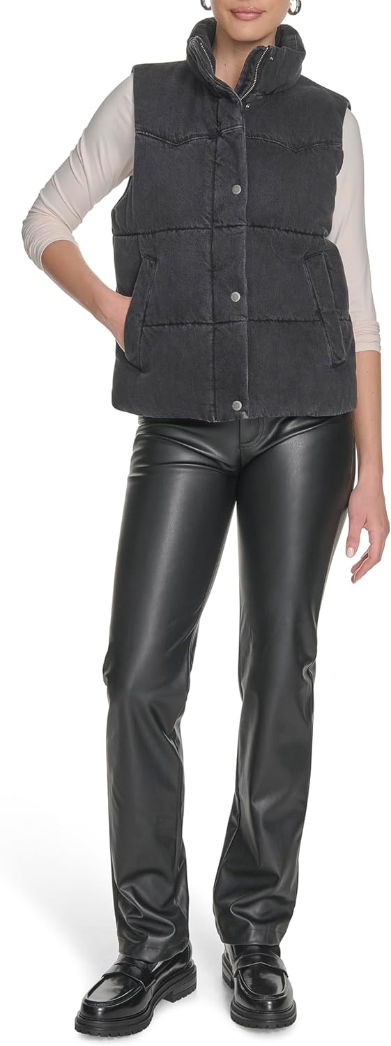 Женский жилет Levi's Western Stand Collar Puffer Vest, Black Wash Denim — фото 2