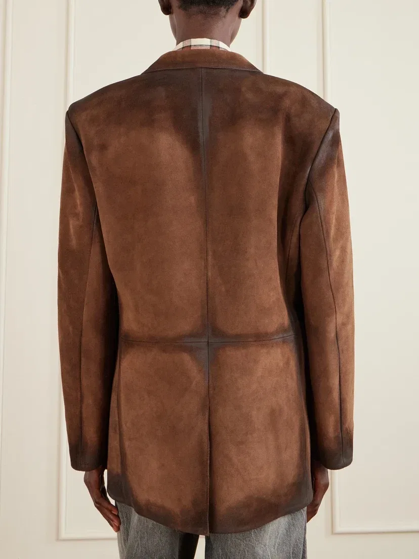 Винтажный замшевый блейзер Acne Studios, коричневый — фото 4
