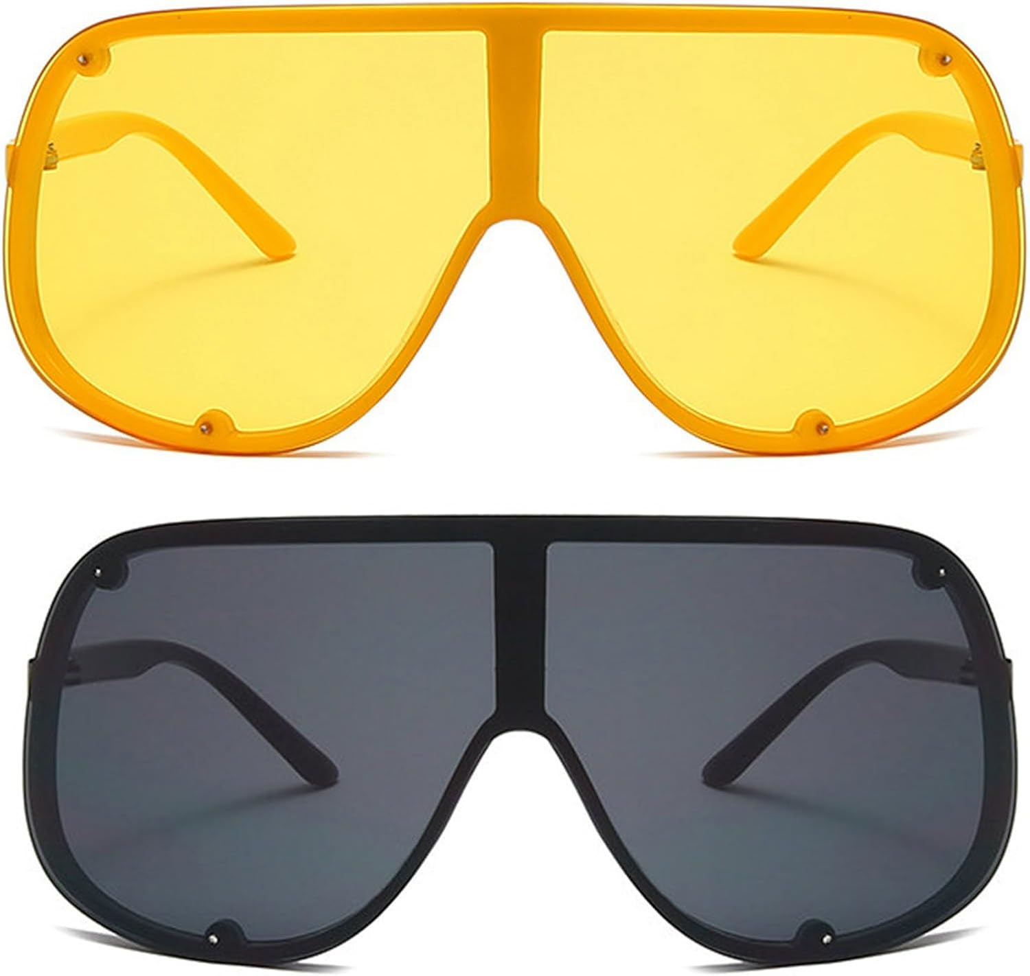 

Солнцезащитные очки Willochra Fashion Wave Mask для женщин и мужчин, модные солнцезащитные очки большого размера в стиле панк, роскошные дизайнерские очки в стиле Y2K, 2pcs-black&yellow