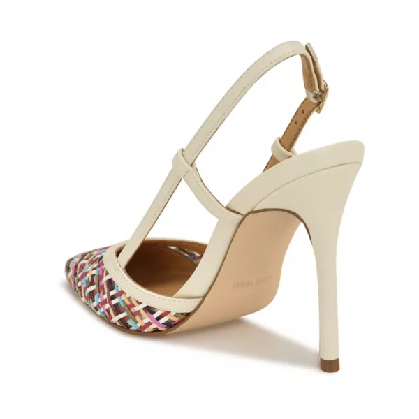 Женские туфли-лодочки Floree с открытой пяткой и острым носом Nine West, серебряный — фото 3