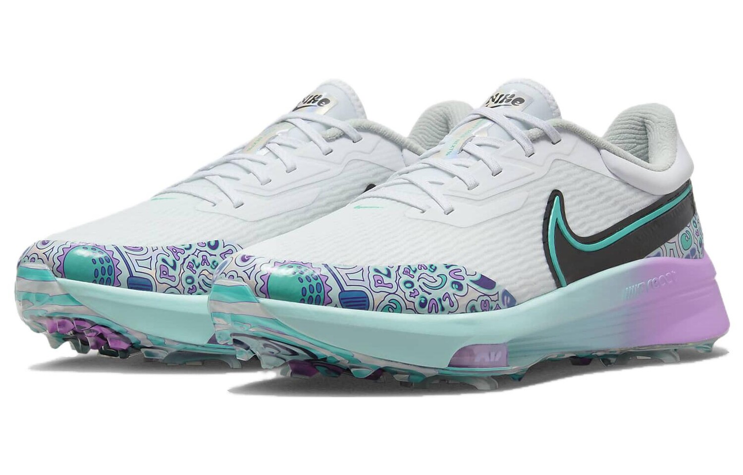 Кроссовки для гольфа Nike Air Zoom Infinity унисекс, Белый, зеленый и фиолетовый — фото 4