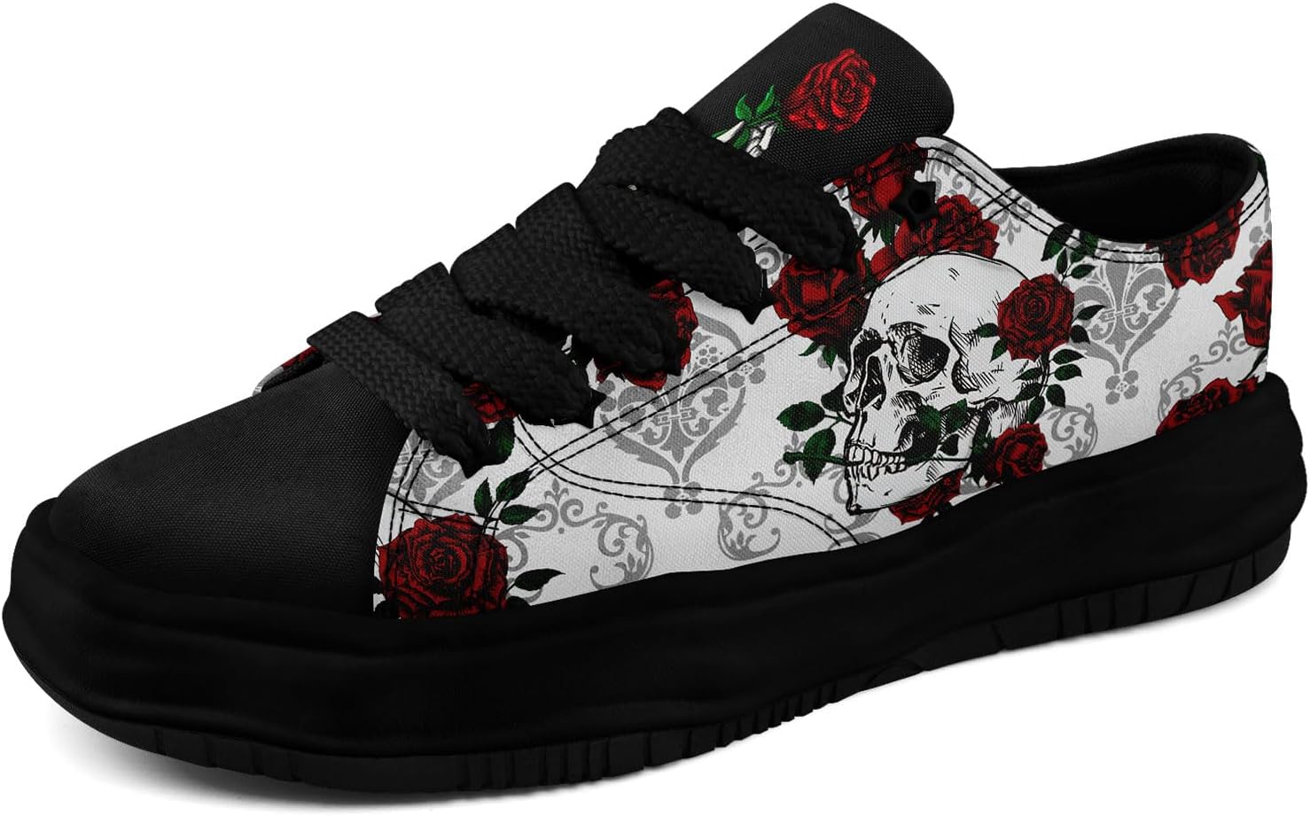 

Мужские готические кроссовки coolcustomize с черепами, модные, повседневные, для скейтбординга, из холщовой ткани, женские, уличная мода, удобные для ходьбы, красный