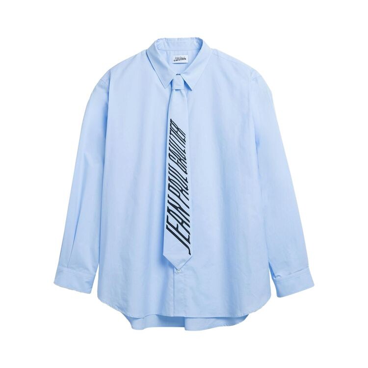 

Рубашка Jean Paul Gaultier Popeline Shirt With Printed Tie Blue, синий