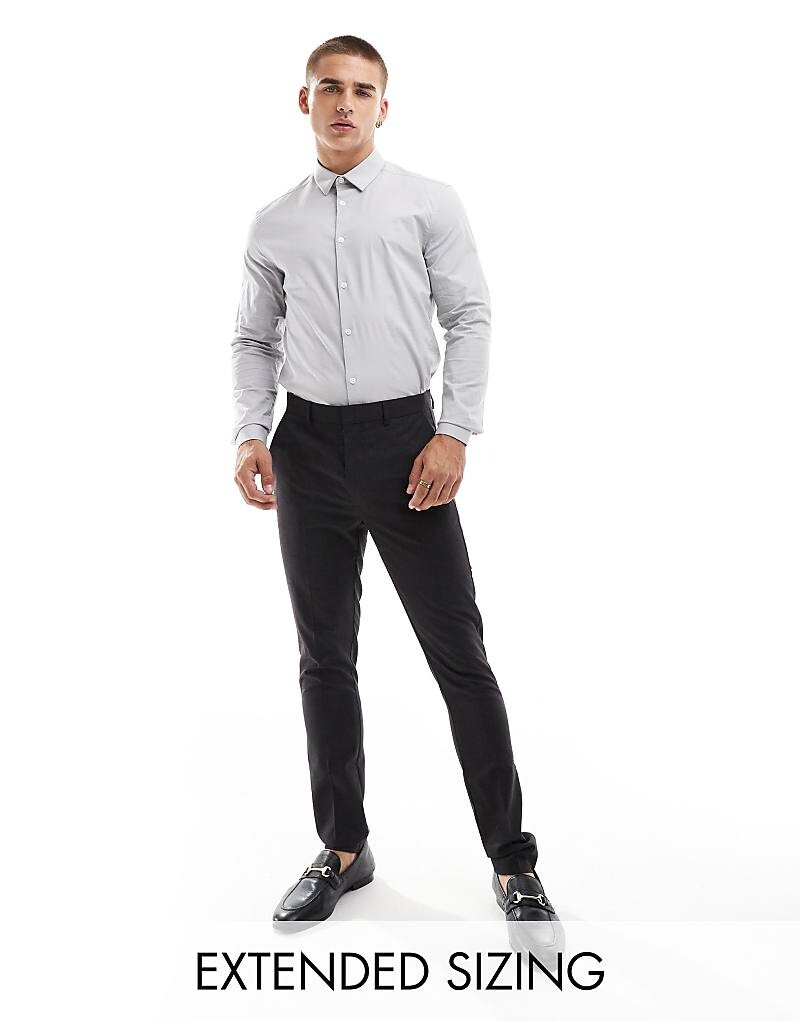 

ASOS DESIGN - Рубашка узкого кроя из поплина бледно-серого цвета